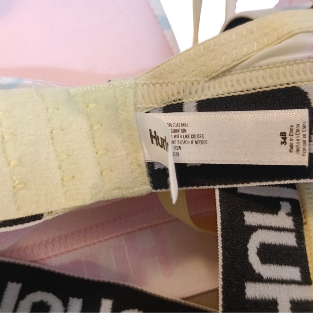 Hurley 3-Pack Bralette Set - Yellow Floral, Mint, White Logo - Picture 3 of 4